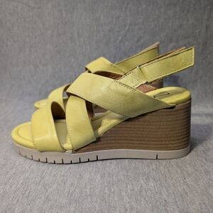 Miz Mooz Leather Wedge Sandals Women's 37 (US 7) Yellow Morgana New York City